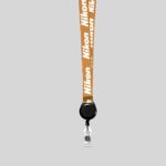 1/2" Dark Yellow custom lanyard printed with company logo with Black Badge Reel attachment 0.50" - 1