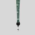 1/2" Dark green custom lanyard printed with company logo with Black Badge Reel attachment 0.50" - 1