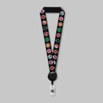 3/4" Full color custom lanyard printed with company logo with Black Badge Reel attachment 0.75" - 1