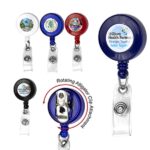 "Bellefontaine VL" Retractable Badge Reel & Badge Holder w/Rotating Alligator Clip (Spot Color)