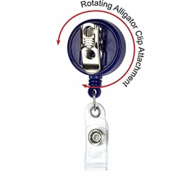 "Bellefontaine VL" Retractable Badge Reel & Badge Holder w/Rotating Alligator Clip (Spot Color) - 6