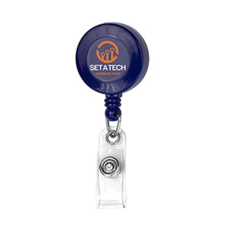 "Bellefontaine VL" Retractable Badge Reel & Badge Holder w/Rotating Alligator Clip (Spot Color) - 8