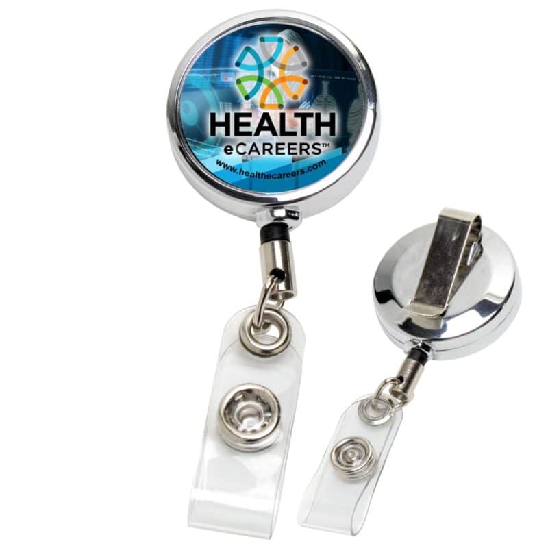 "Dublin Chrome" Full-Color Solid Metal Retractable Badge Reel & Badge Holder - 2