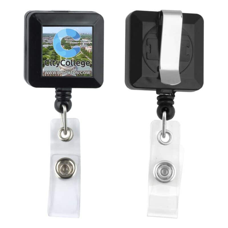 "Kent VL" Square Retractable Badge Reel & Badge Holder w/Metal Slip Clip (Full Color) - 4