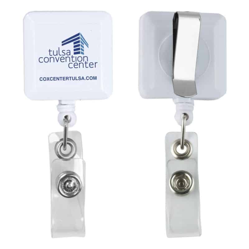 "Kent VL" Square Retractable Badge Reel & Badge Holder w/Metal Slip Clip (Full Color) - 6