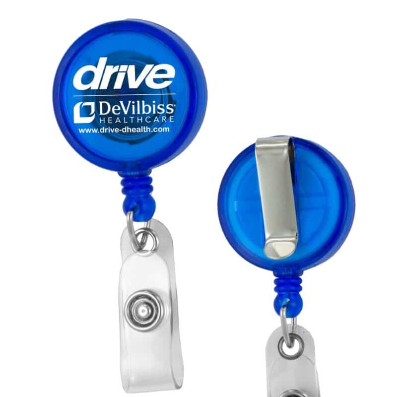 "Lorain VL" Round Retractable Badge Reel & Badge Holder w/Metal Slip Clip Backing (Full Color) - 8