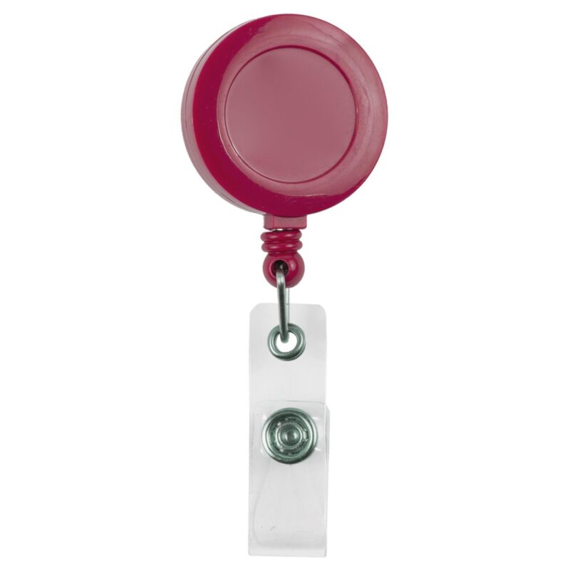 "Lorain VL" Round Retractable Badge Reel & Badge Holder w/Metal Slip Clip Backing (Spot Color) - 7
