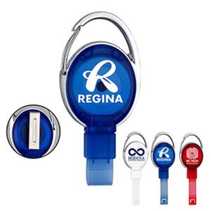 Pvc Free Recycled Plastic Carabiner Badge Reel W/Metal Clip