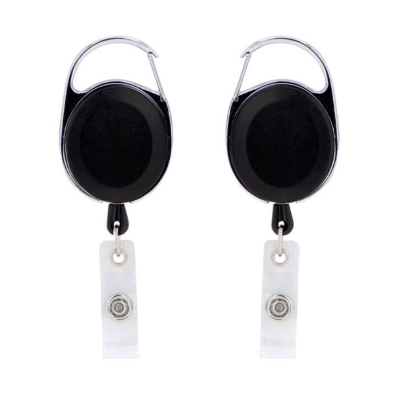 Oval Metal Retractable Badge Reel with Carabiner - 2