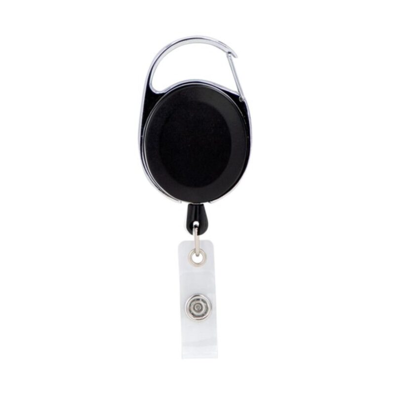 Oval Metal Retractable Badge Reel with Carabiner - 6
