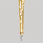1" Dark Yellow custom lanyard printed with company logo with Bulldog Clip attachment 1" - 1