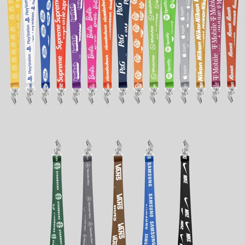 1" Dark Yellow custom lanyard printed with company logo with Bulldog Clip attachment 1" - 2