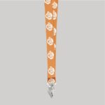 1" Light Orange custom lanyard printed with company logo with Bulldog Clip attachment 1" - 1