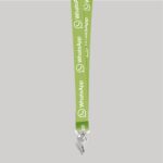 1" Lime Green custom lanyard printed with company logo with Bulldog Clip attachment 1" - 1