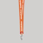 1" Orange custom lanyard printed with company logo with Bulldog Clip attachment 1" - 1