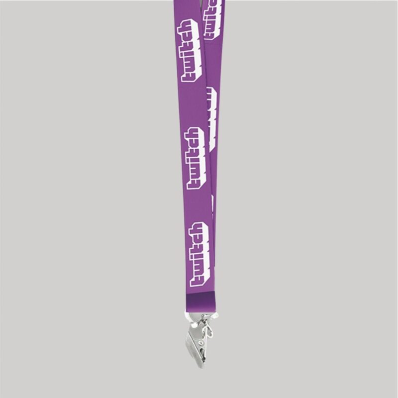 1/2" Purple custom lanyard printed with company logo with Bulldog Clip attachment 0.50" - 1
