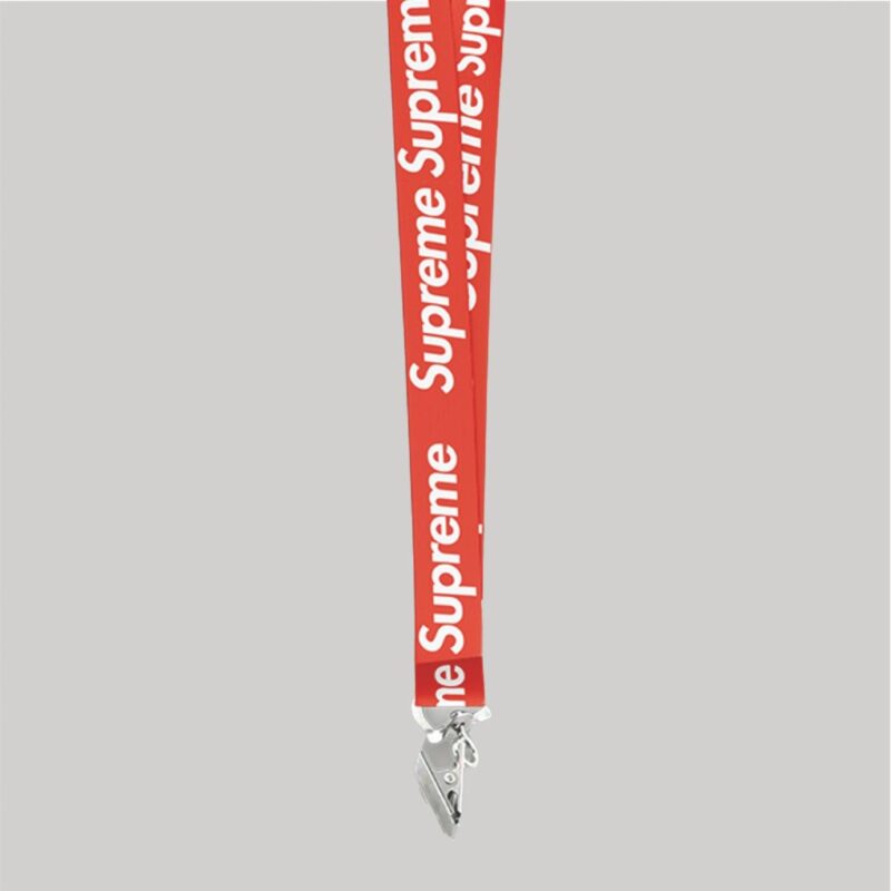 1/2" Red custom lanyard printed with company logo with Bulldog Clip attachment 0.50" - 1
