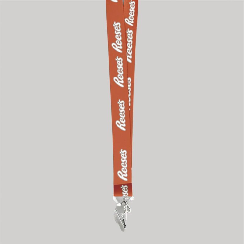 1/2" Texas Orange custom lanyard printed with company logo with Bulldog Clip attachment 0.50" - 1