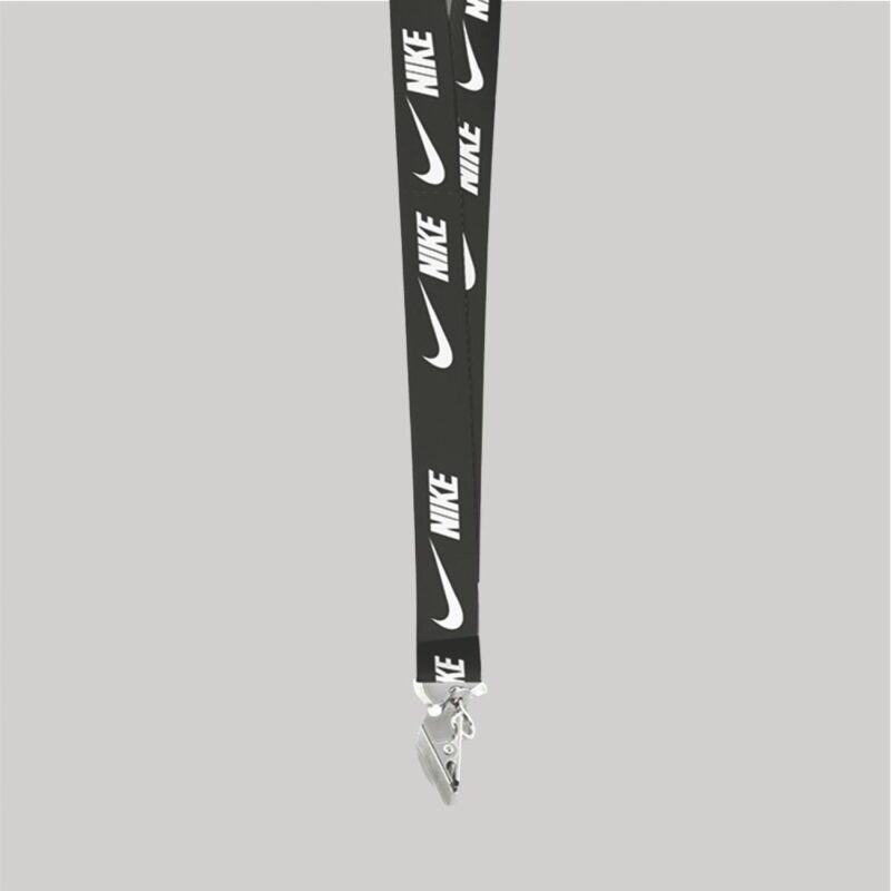 3/4" Black custom lanyard printed with company logo with Bulldog Clip attachment 0.75" - 1