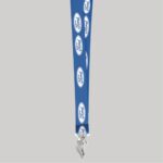 3/4" Blue custom lanyard printed with company logo with Bulldog Clip attachment 0.75" - 1