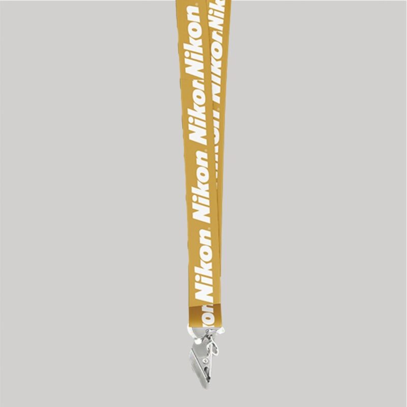 3/4" Dark Yellow custom lanyard printed with company logo with Bulldog Clip attachment 0.75" - 1