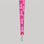 3/4" Pink custom lanyard printed with company logo with Bulldog Clip attachment 0.75" - 1