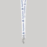 3/4" White custom lanyard printed with company logo with Bulldog Clip attachment 0.75" - 1