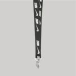 5/8" Black custom lanyard printed with company logo with Bulldog Clip attachment 0.625" - 1