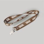 5/8" Brown custom lanyard printed with company logo with Bulldog Clip attachment 0.625"