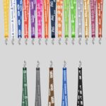 5/8" Brown custom lanyard printed with company logo with Bulldog Clip attachment 0.625" - 2