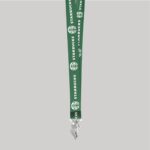 5/8" Dark Green custom lanyard printed with company logo with Bulldog Clip attachment 0.625" - 1