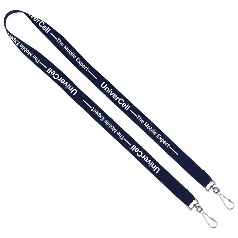 "Belmont" 3/4" Import Air Ship Width Dual Attachment Silkscreen Polyester Lanyard - 4
