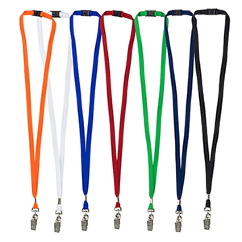 "OWEN" 3/8" Blank Lanyard with Breakaway Safety Release Attachment - Bulldog Clip - 1