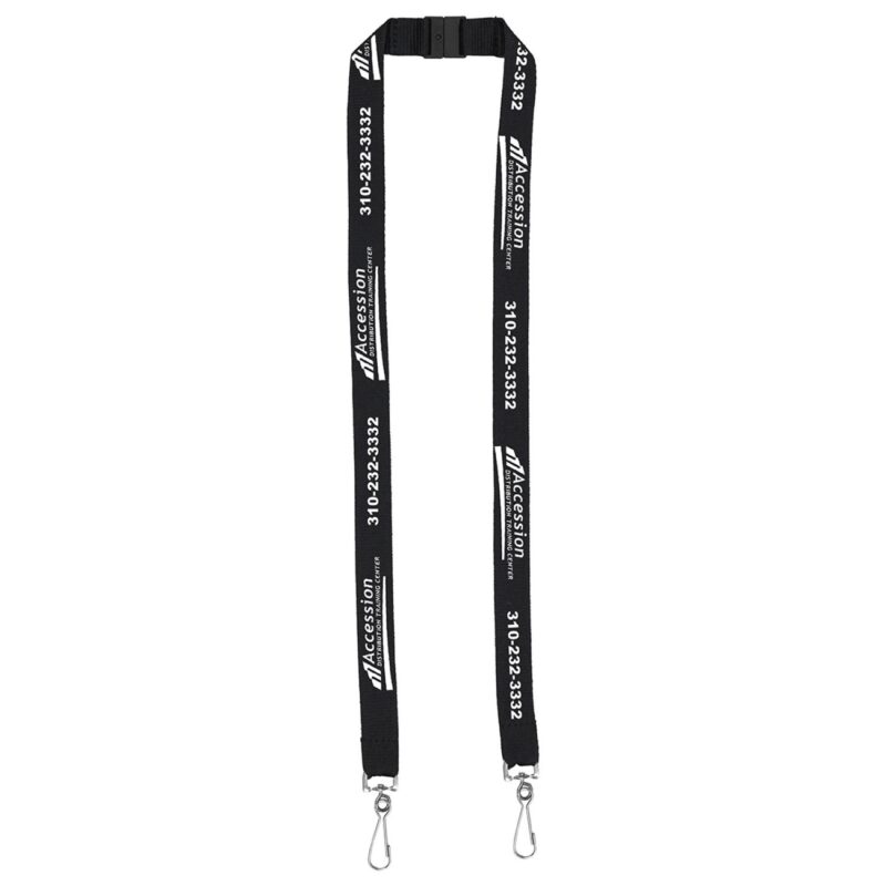 "RICARDO" 3/4" Dual Attachment Polyester Silkscreen Lanyard with FREE Breakaway Safety Release - 8