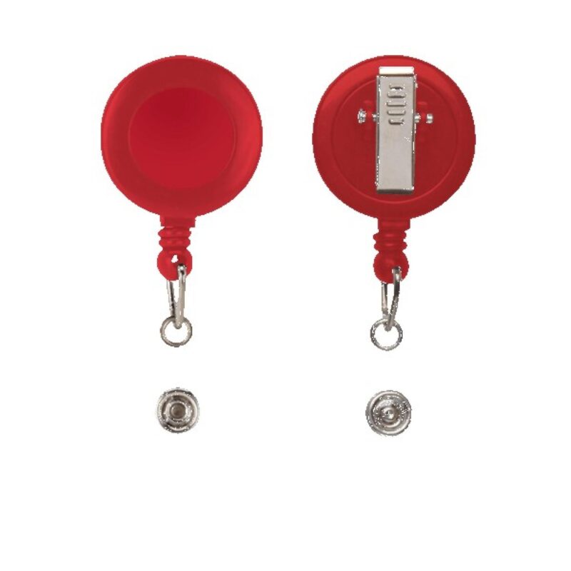 Retractable Zip Cord w/ Epoxy Dome & Vinyl Snap Attachment w/ Bulldog Clip - 1