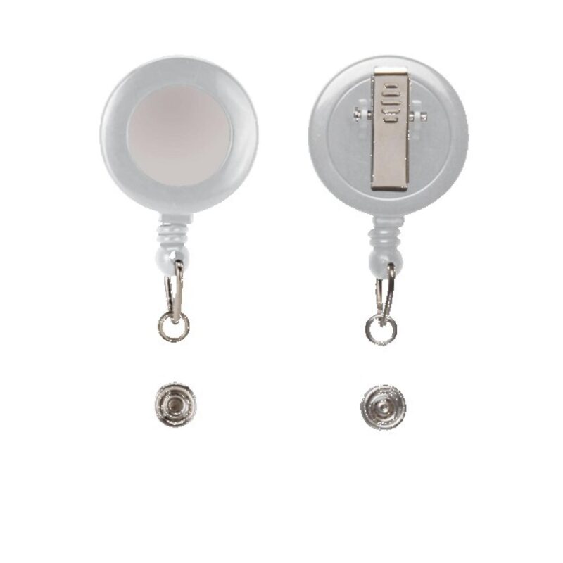 Retractable Zip Cord w/ Epoxy Dome & Vinyl Snap Attachment w/ Bulldog Clip - 2