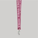 1" Fuchsia custom lanyard printed with company logo with Bulldog Clip attachment 1" - 1