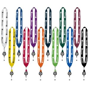 3/4" Cotton Lanyard with Metal Crimp & Retractable Badge Reel
