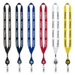 3/4" Polyester Lanyard with Metal Crimp & Retractable Badge Reel