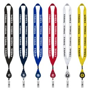 3/4" Polyester Lanyard with Metal Crimp & Retractable Badge Reel