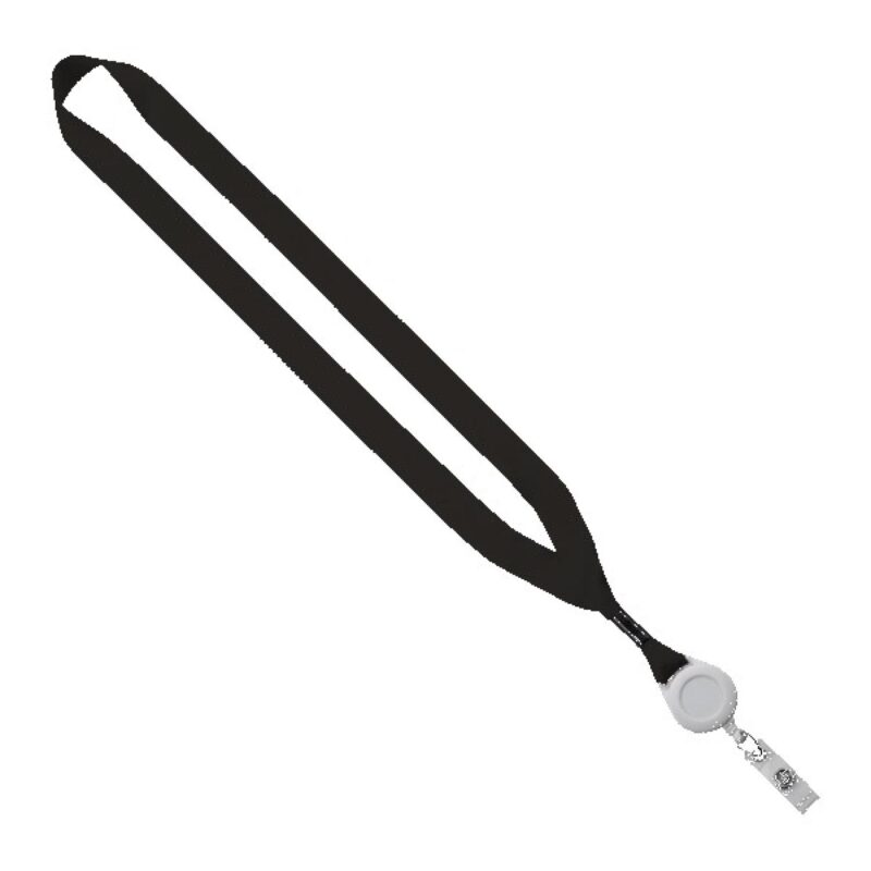 3/4" Polyester Lanyard with Metal Crimp & Retractable Badge Reel - 5